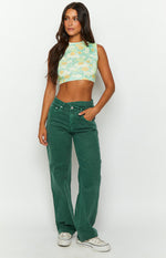 Kansis Green Uneven Waist Jeans Image