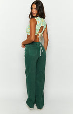 Kansis Green Uneven Waist Jeans Image