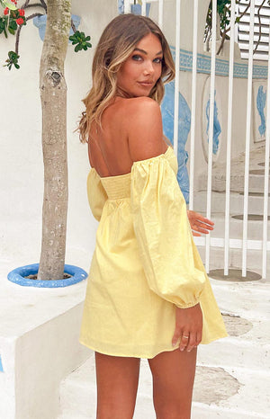 Koa Yellow Long Sleeve Mini Dress