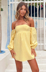 Koa Yellow Long Sleeve Mini Dress Image
