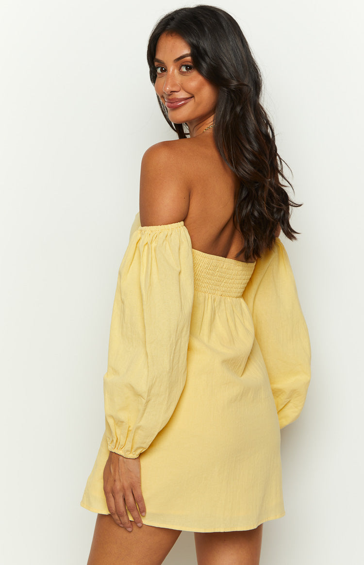 Koa Yellow Long Sleeve Mini Dress Image
