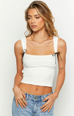 Vida White Bow Top Image