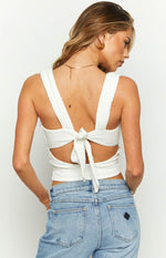Vida White Bow Top Image